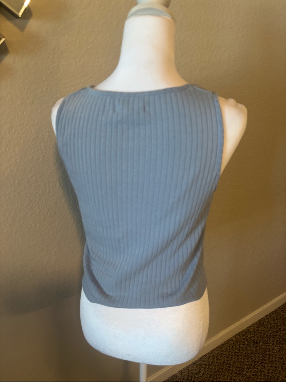 Madewell Slate Gray Ribbed Button-Front Tank - Picture 3 of 4